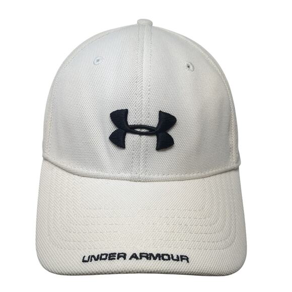 Under Armour Fitted Baseball Cap White Large Lightweight Embroidered Polyester - Picture 1 of 9